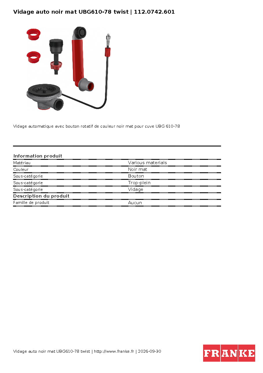 Fiche technique fournisseur