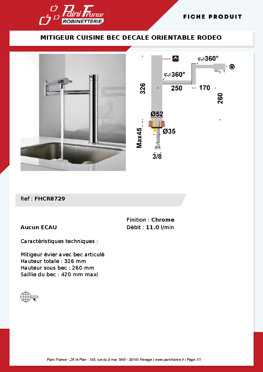 Fiche technique fournisseur