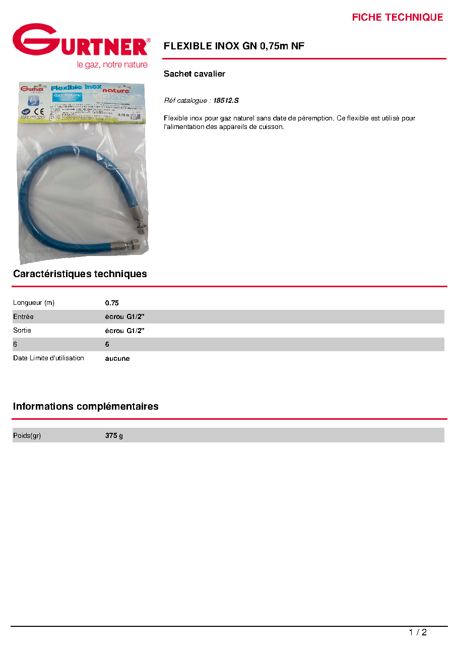 Fiche technique fournisseur
