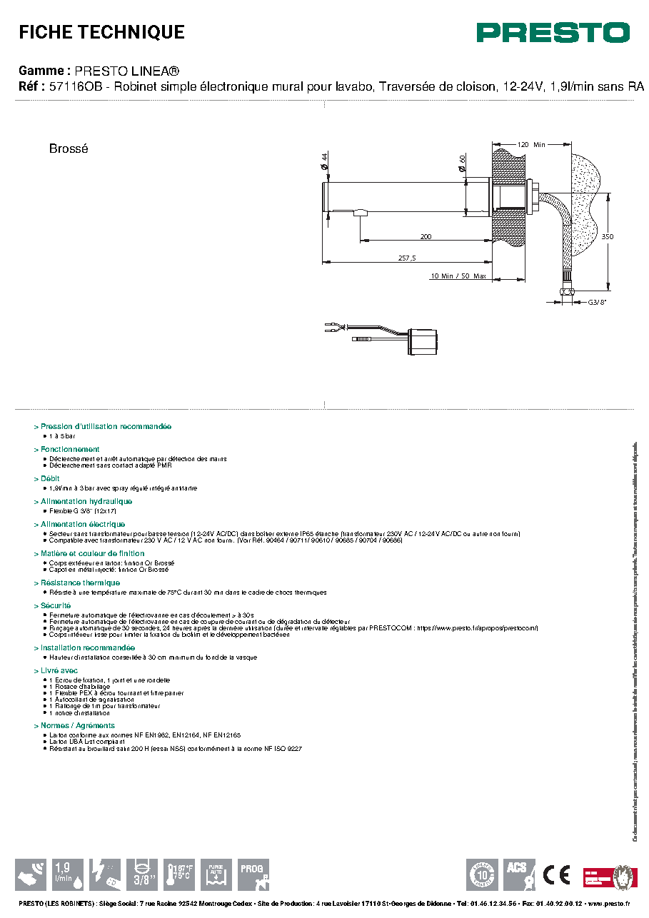 Fiche technique fournisseur