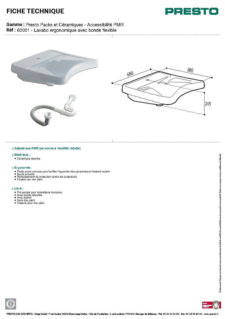 Fiche technique fournisseur