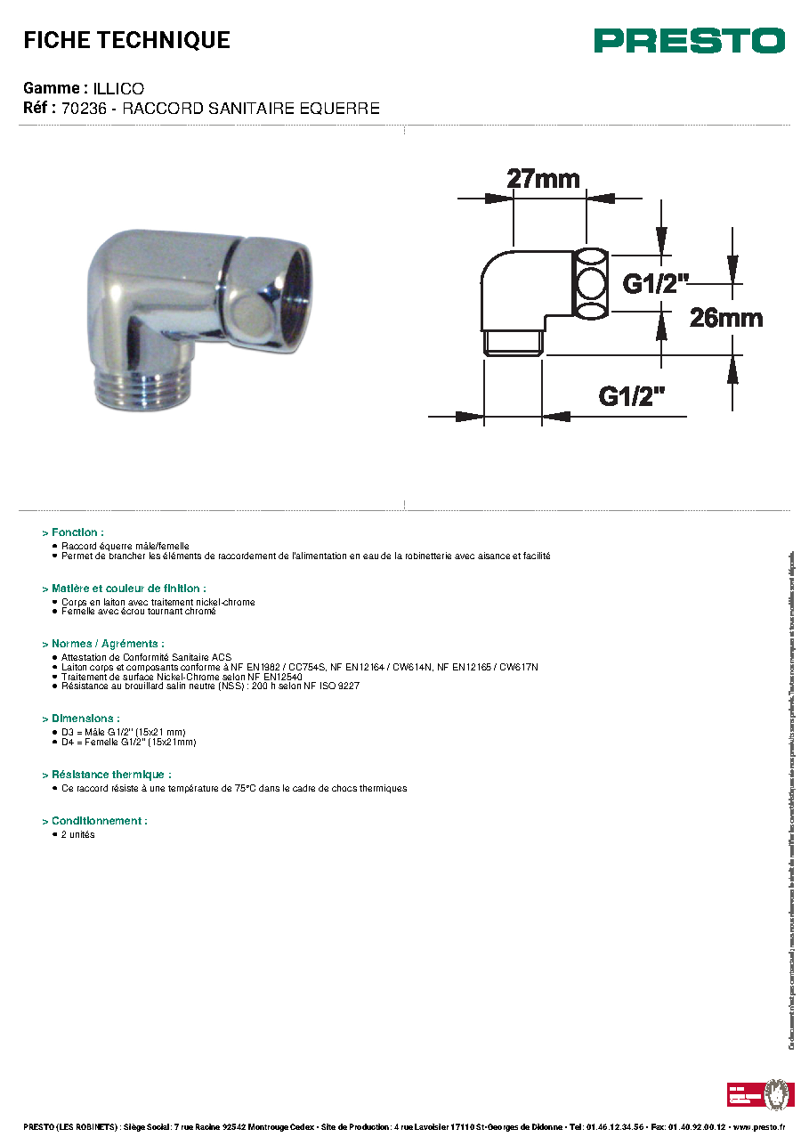 Fiche technique fournisseur