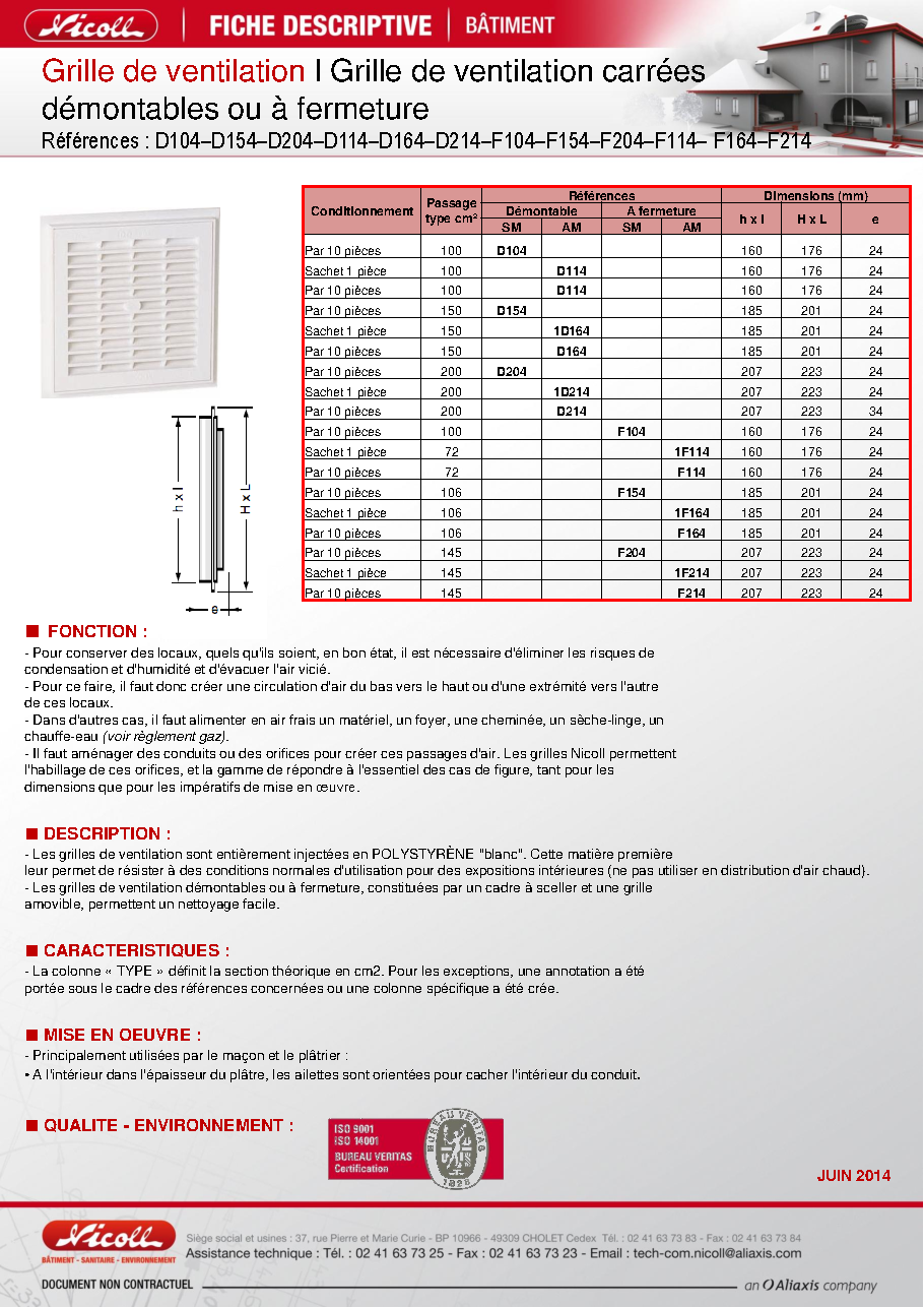 Fiche technique fournisseur