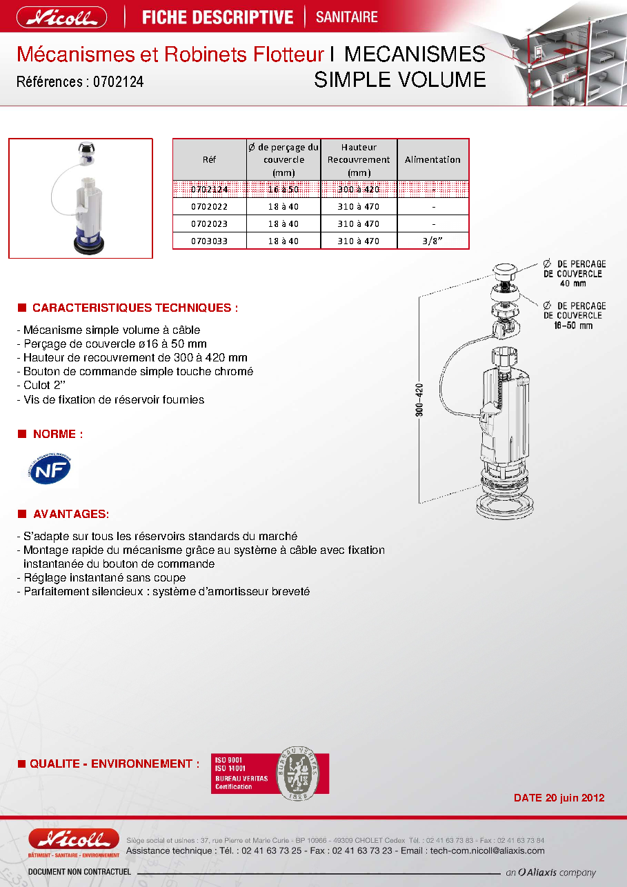 Fiche technique fournisseur