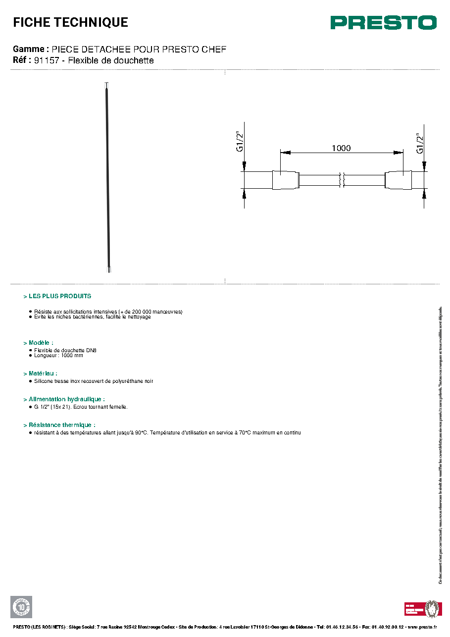 Fiche technique fournisseur