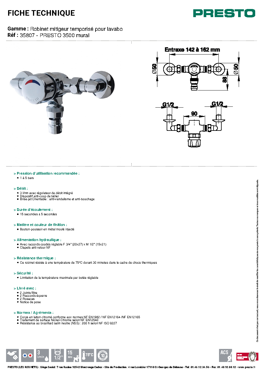Fiche technique fournisseur