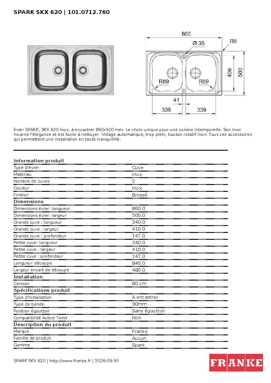 Fiche technique fournisseur