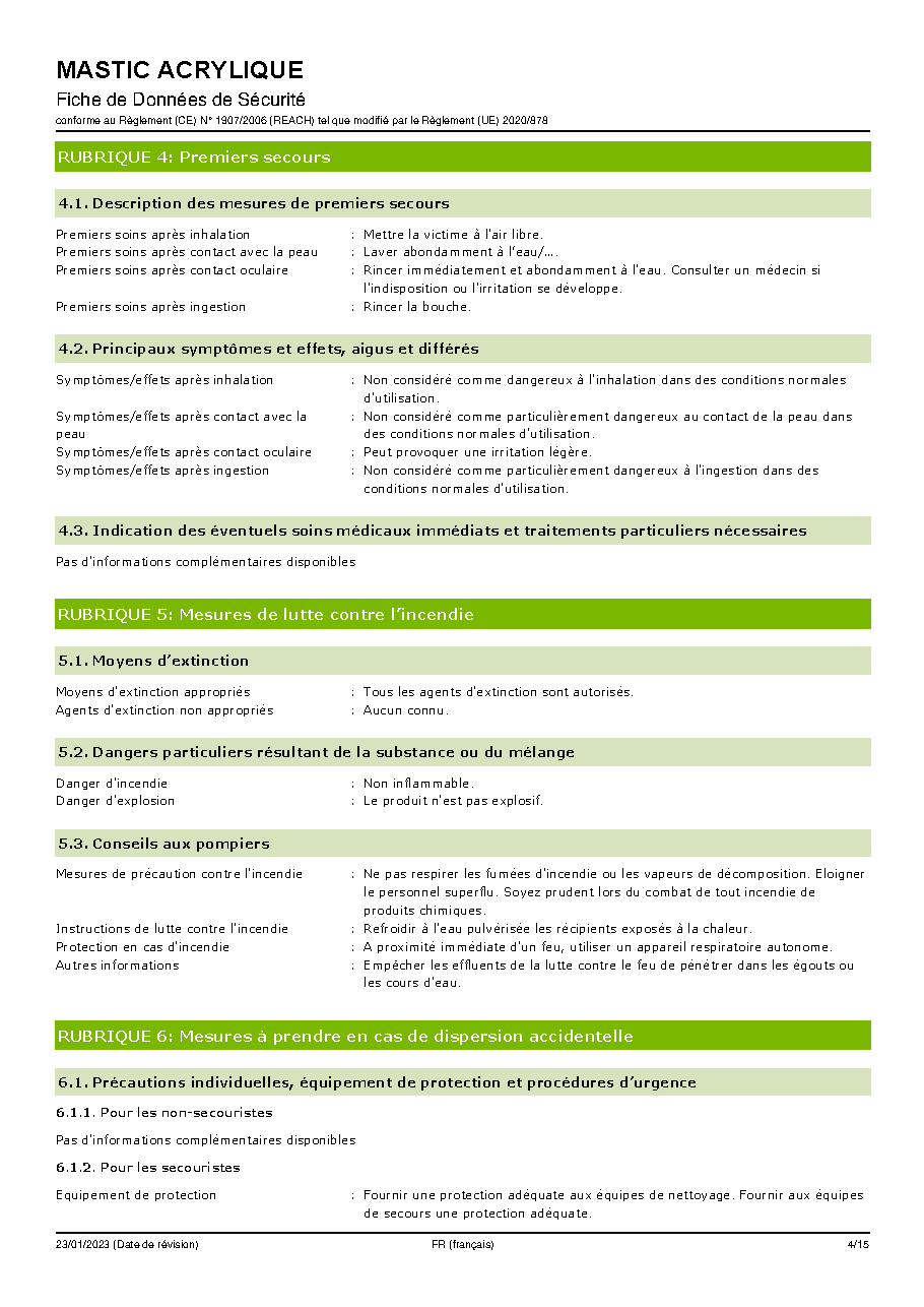 Fiche technique fournisseur