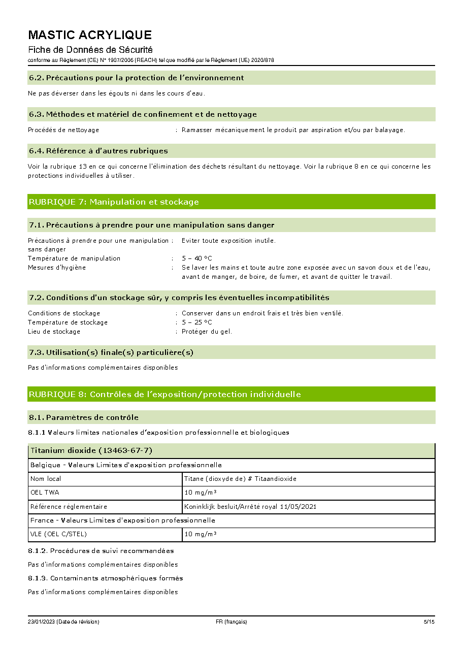 Fiche technique fournisseur