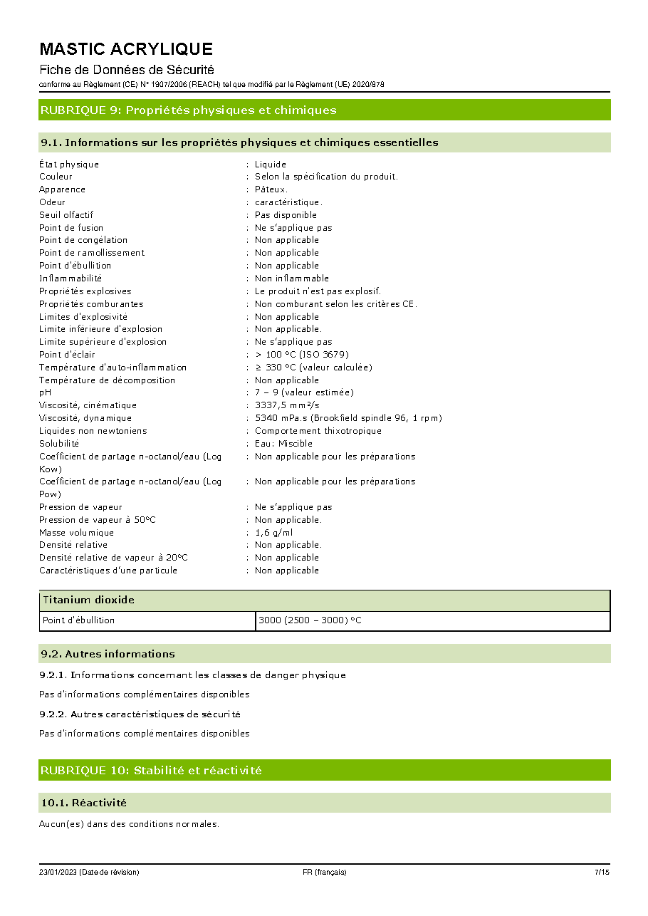 Fiche technique fournisseur