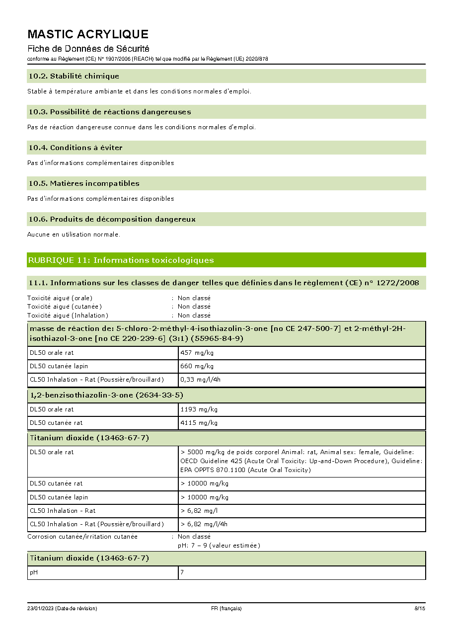 Fiche technique fournisseur