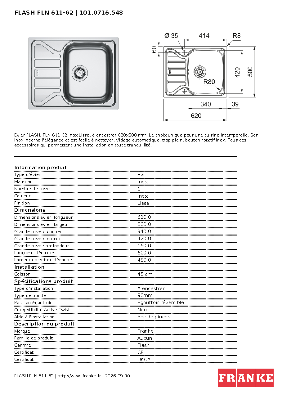 Fiche technique fournisseur