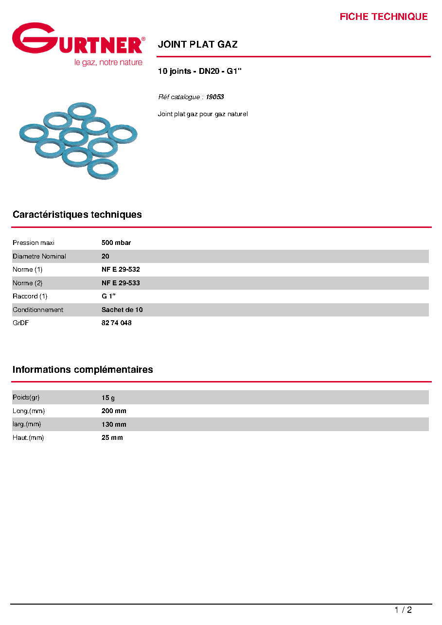 Fiche technique fournisseur