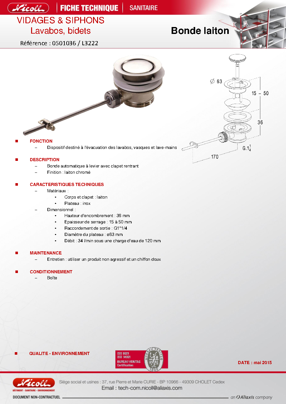 Fiche technique fournisseur