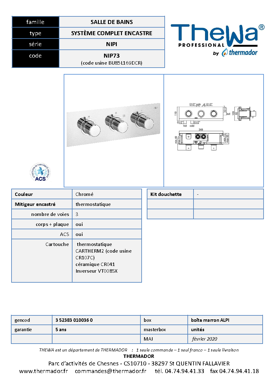 Fiche technique fournisseur