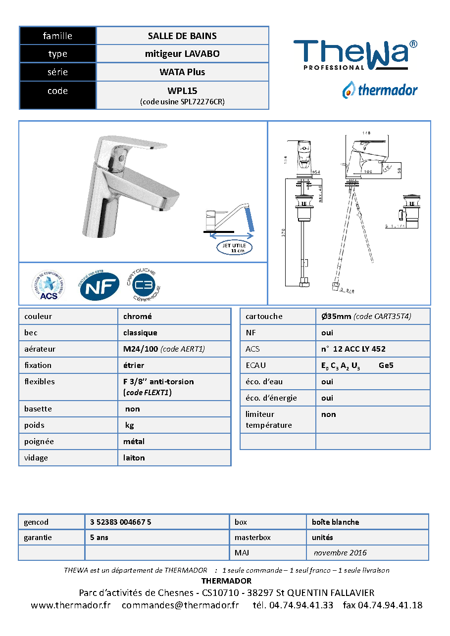 Fiche technique fournisseur