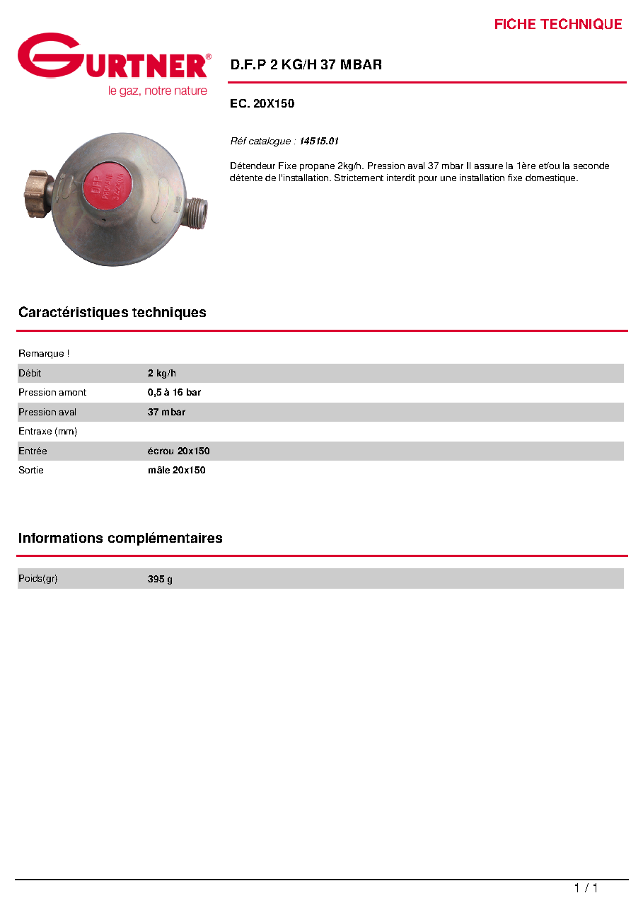 Fiche technique fournisseur