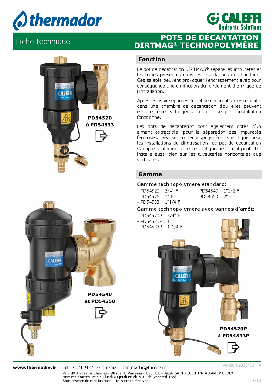 Fiche technique fournisseur