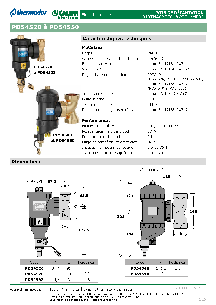 Fiche technique fournisseur
