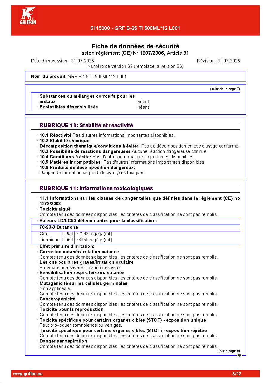 Fiche technique fournisseur