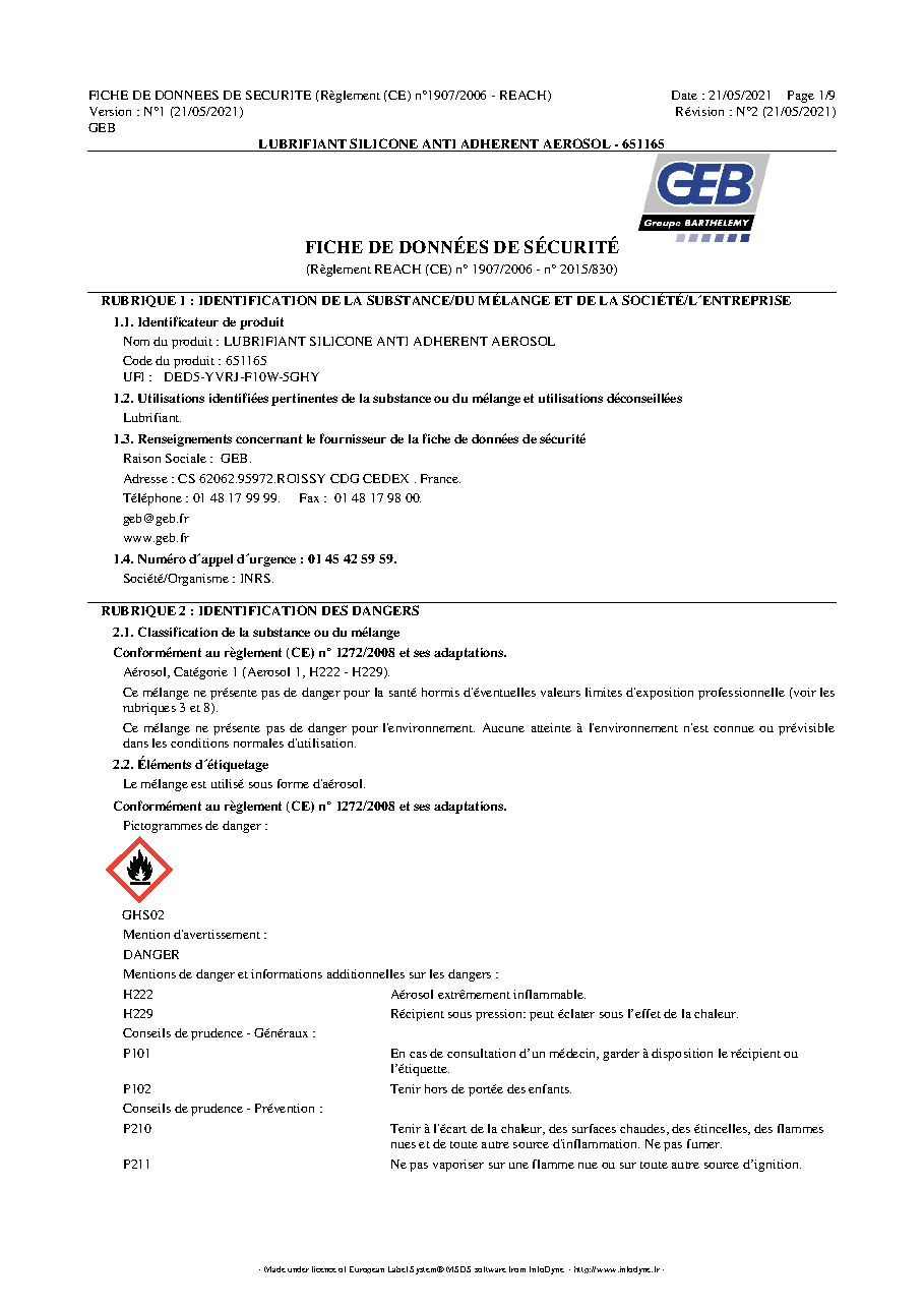 Fiche technique fournisseur