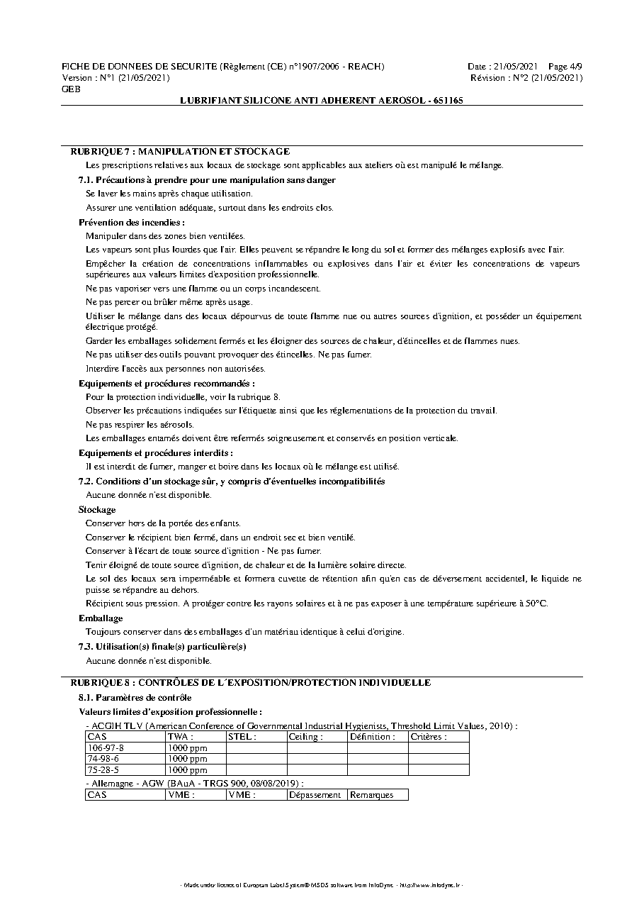 Fiche technique fournisseur