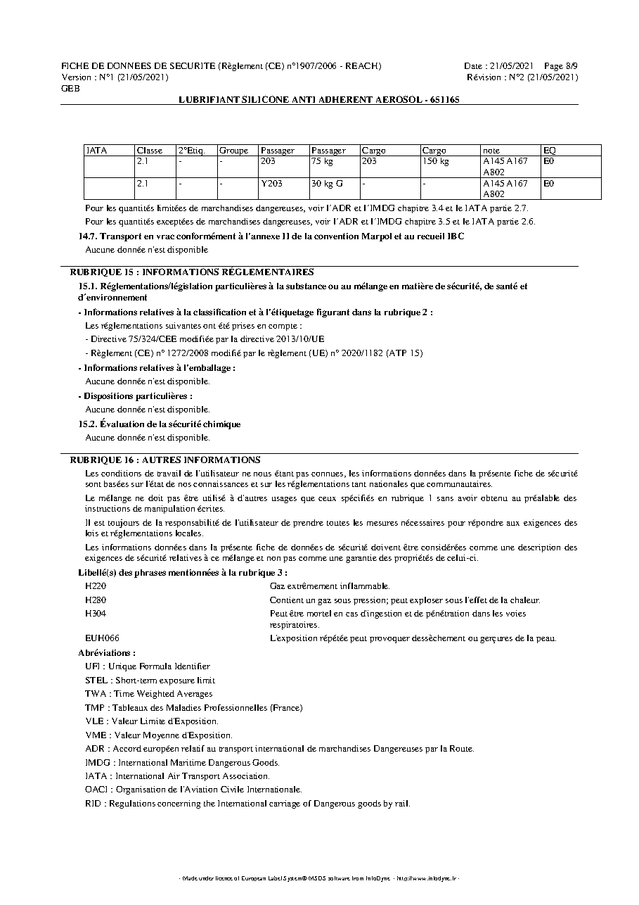 Fiche technique fournisseur