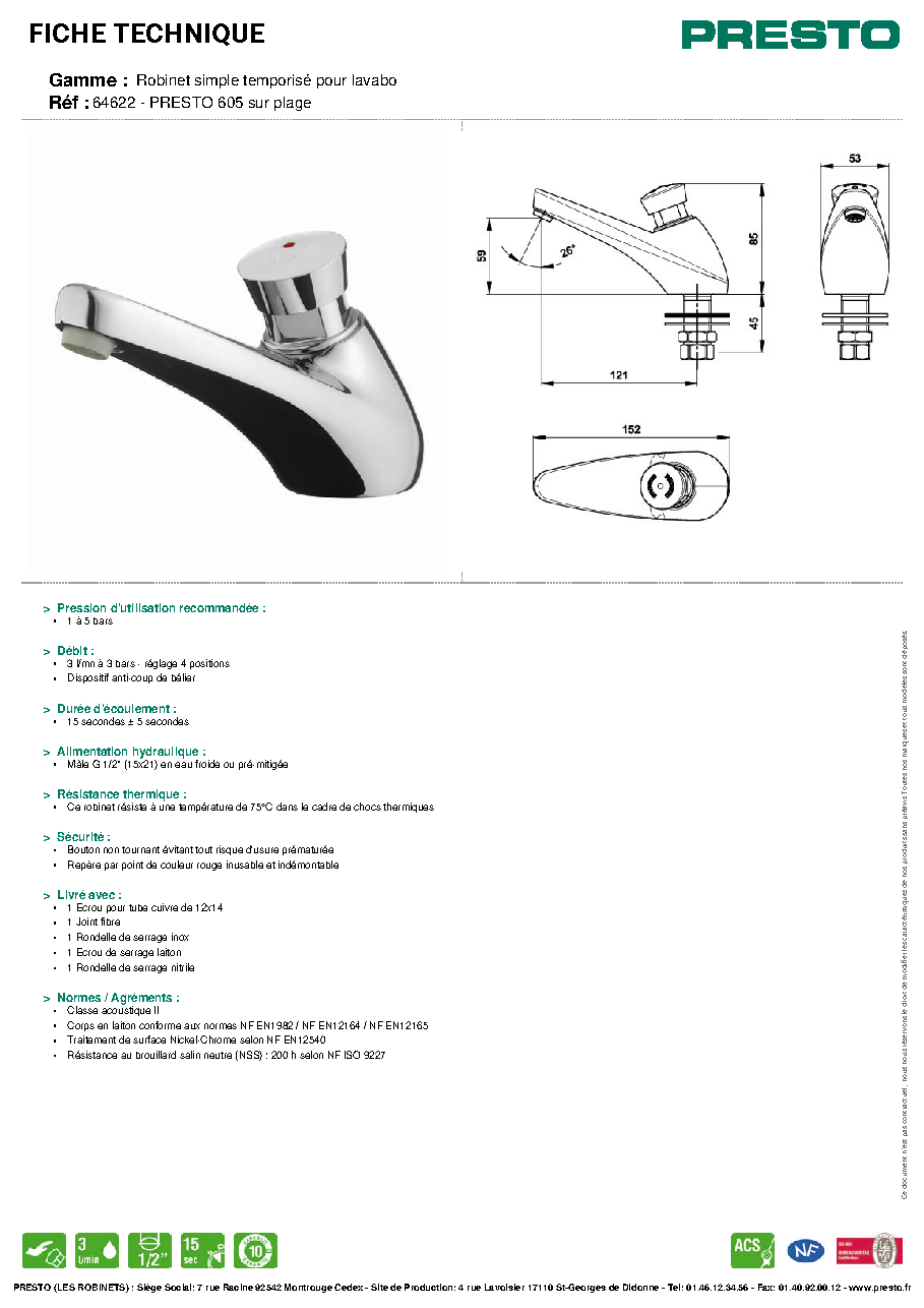 Fiche technique fournisseur