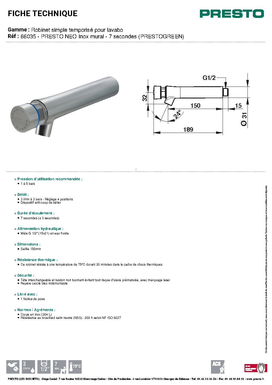Fiche technique fournisseur