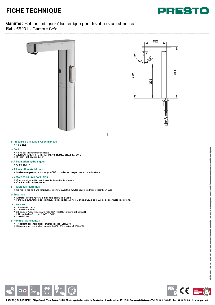 Fiche technique fournisseur