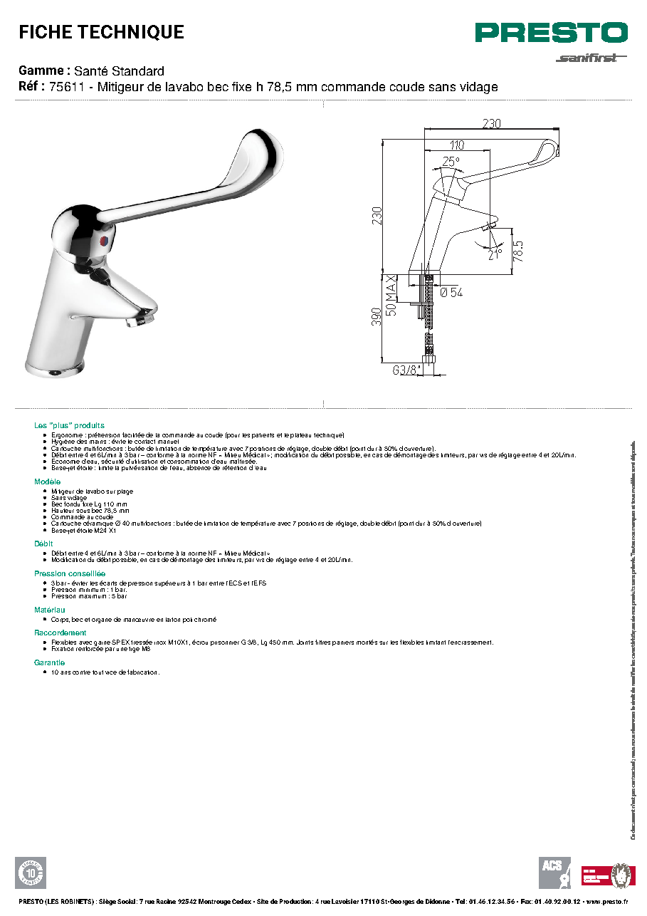 Fiche technique fournisseur