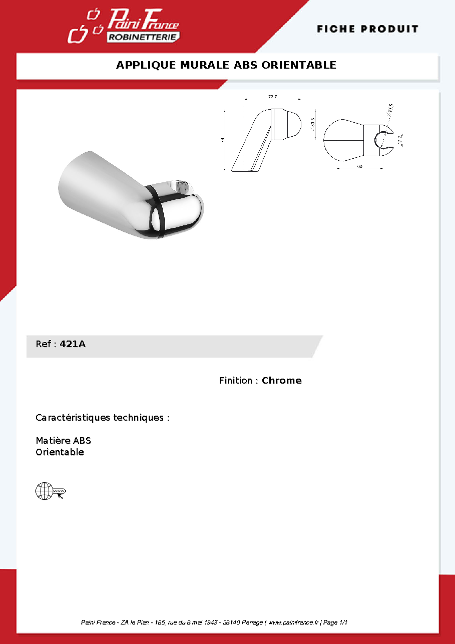 Fiche technique fournisseur