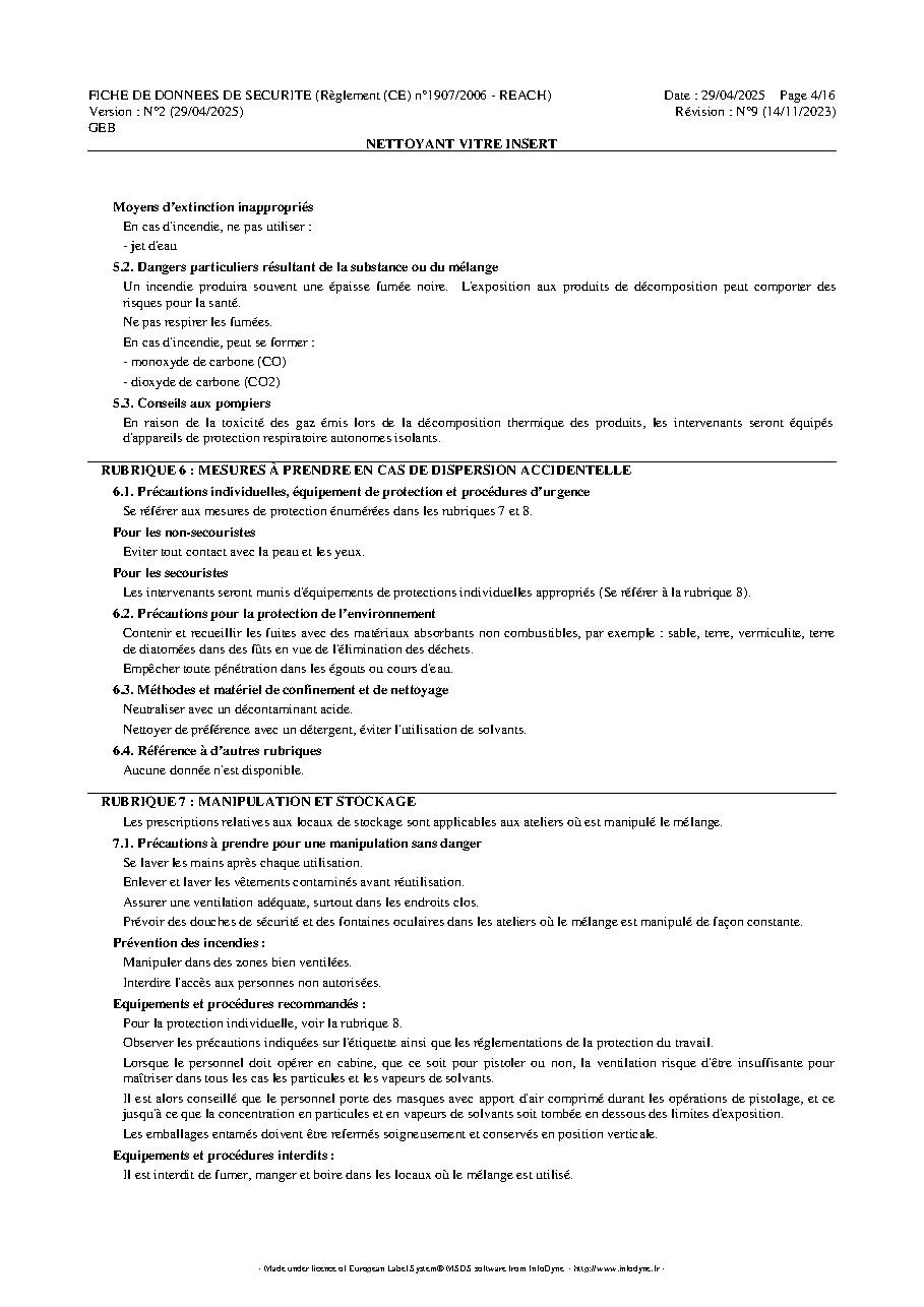 Fiche technique fournisseur