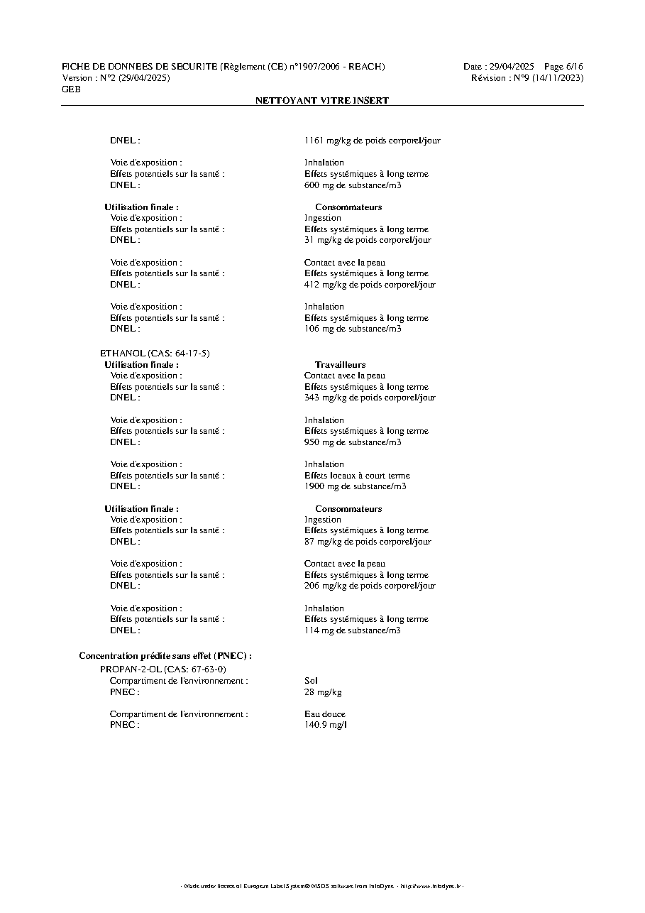 Fiche technique fournisseur