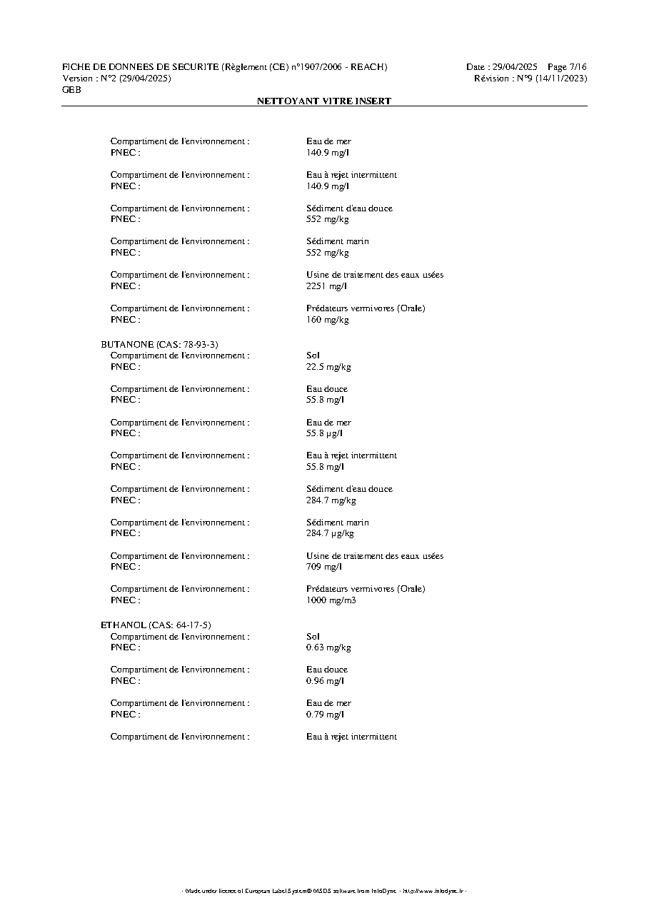 Fiche technique fournisseur