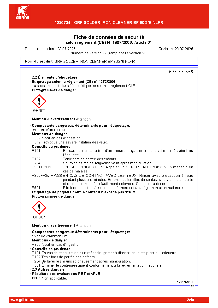 Fiche technique fournisseur