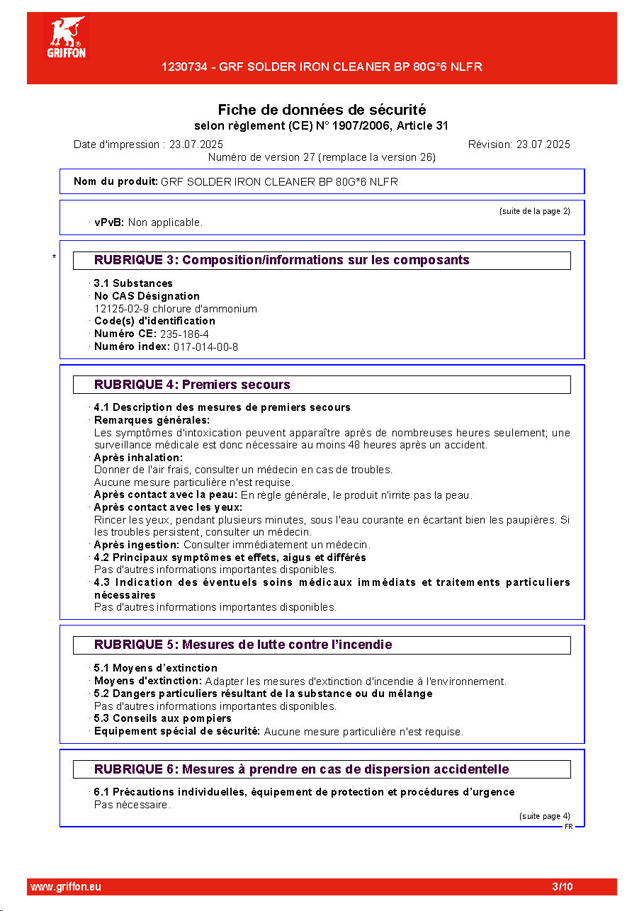 Fiche technique fournisseur