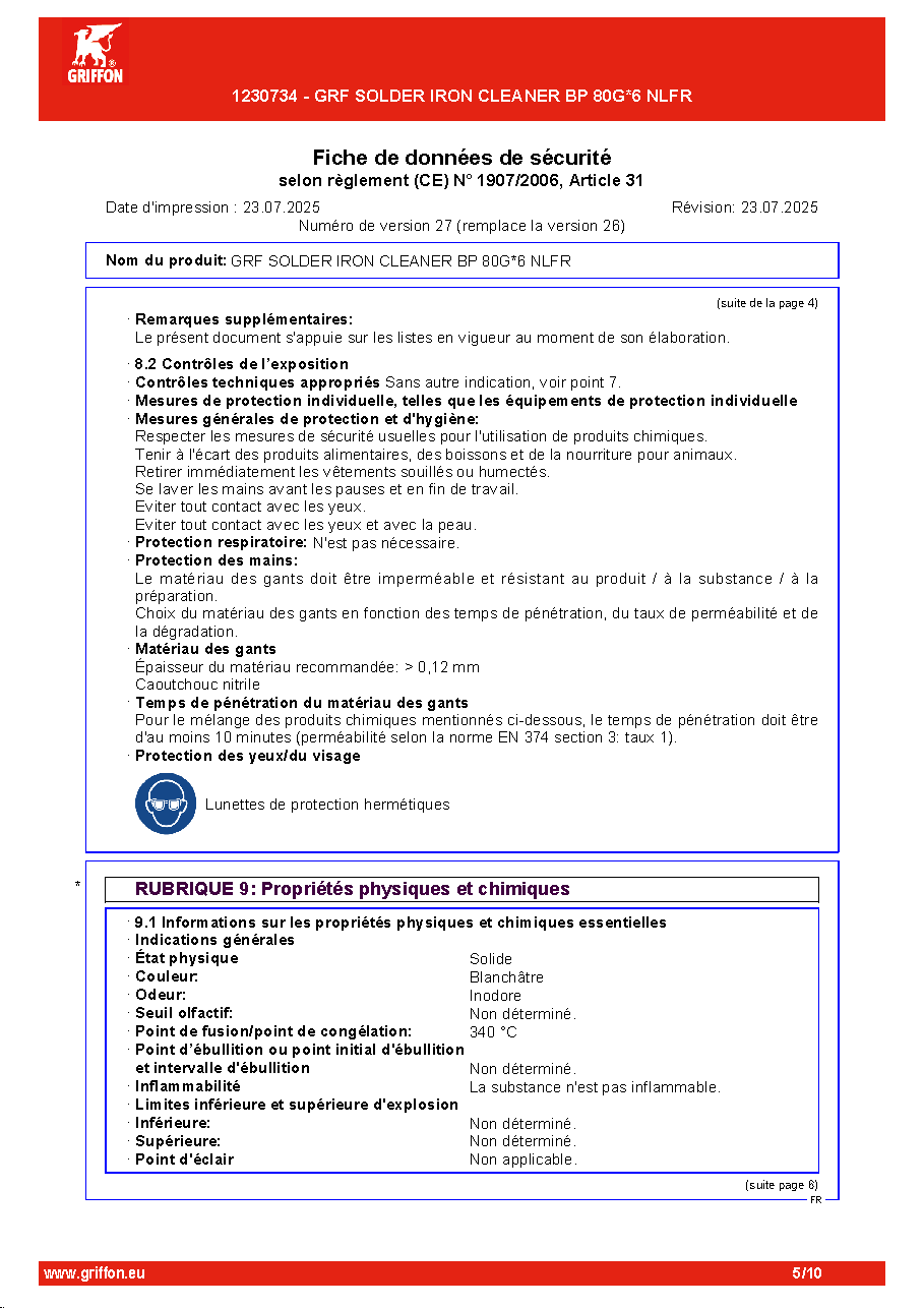 Fiche technique fournisseur
