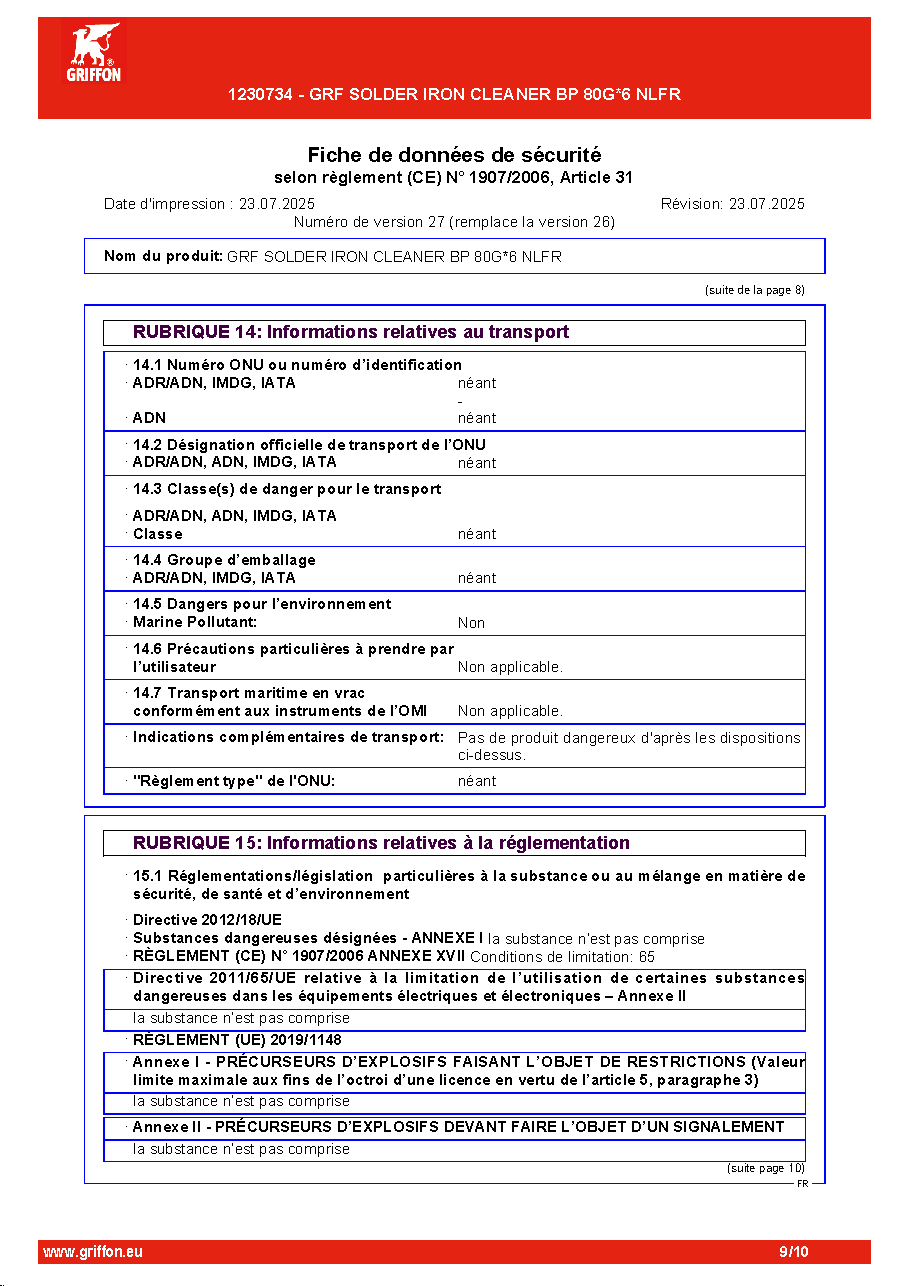 Fiche technique fournisseur