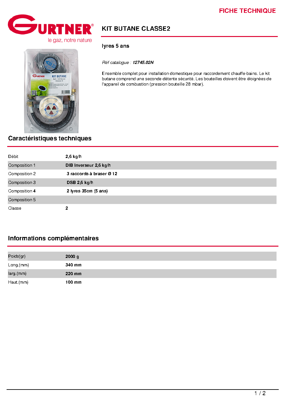 Fiche technique fournisseur