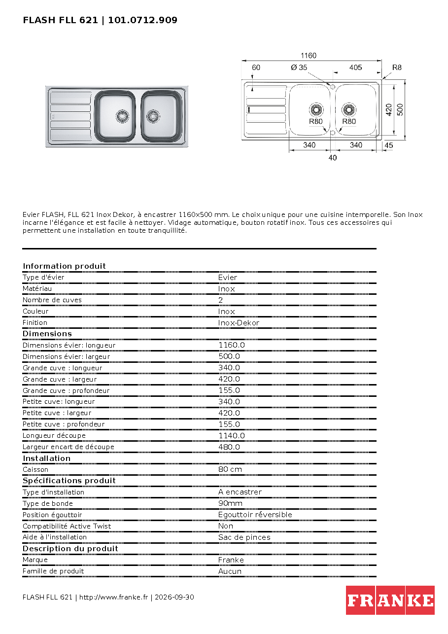 Fiche technique fournisseur