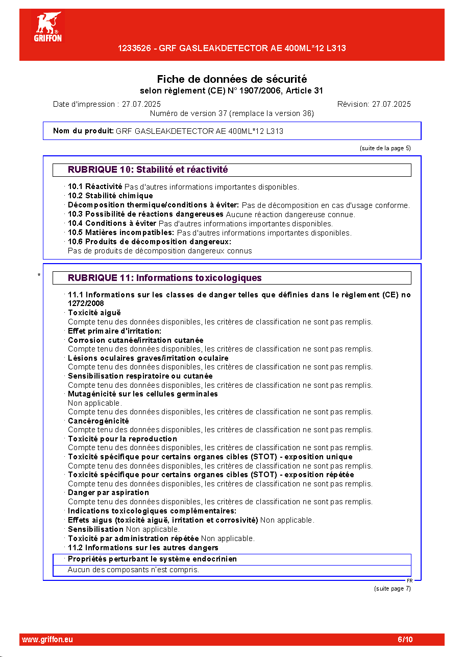 Fiche technique fournisseur