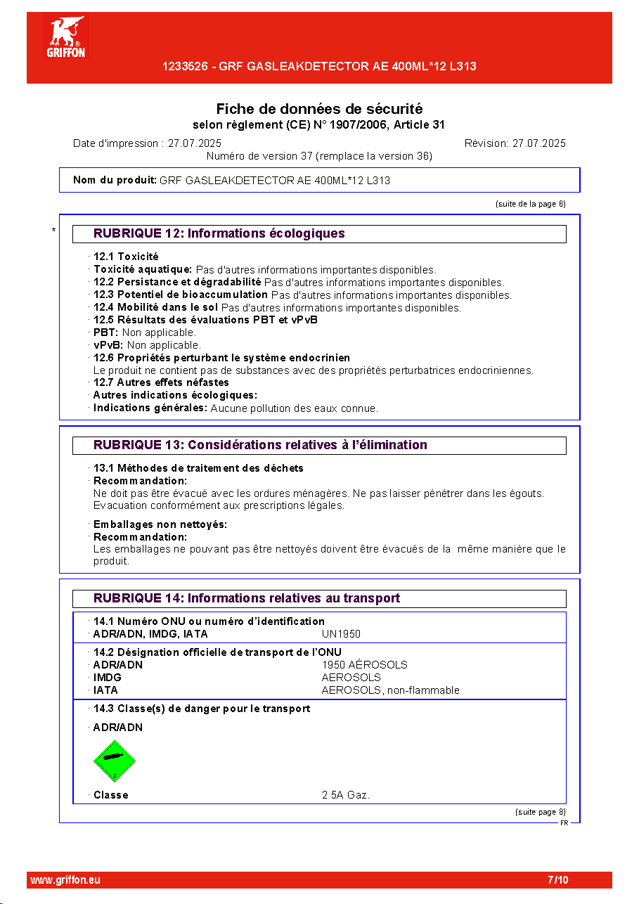 Fiche technique fournisseur