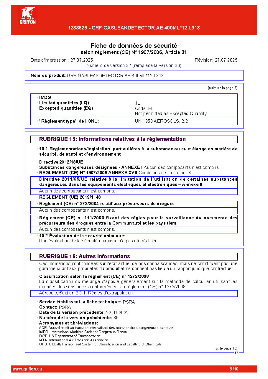 Fiche technique fournisseur