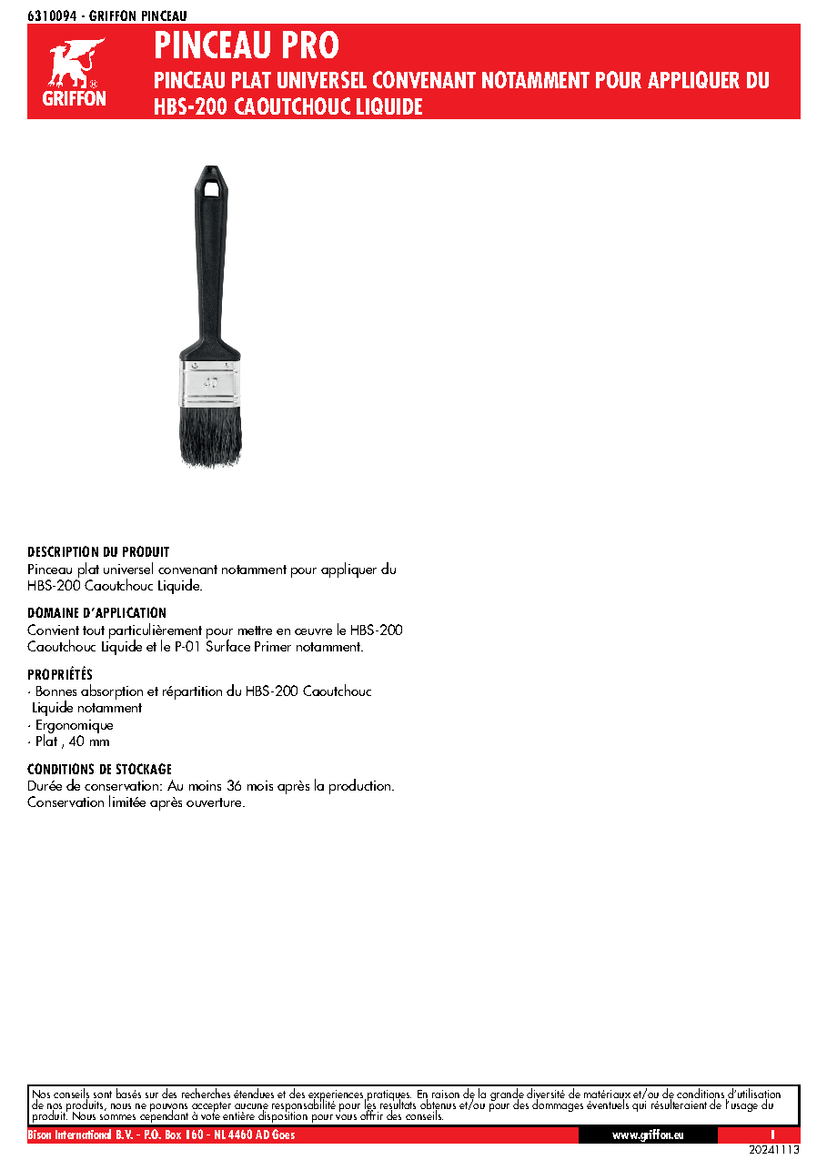 Fiche technique fournisseur