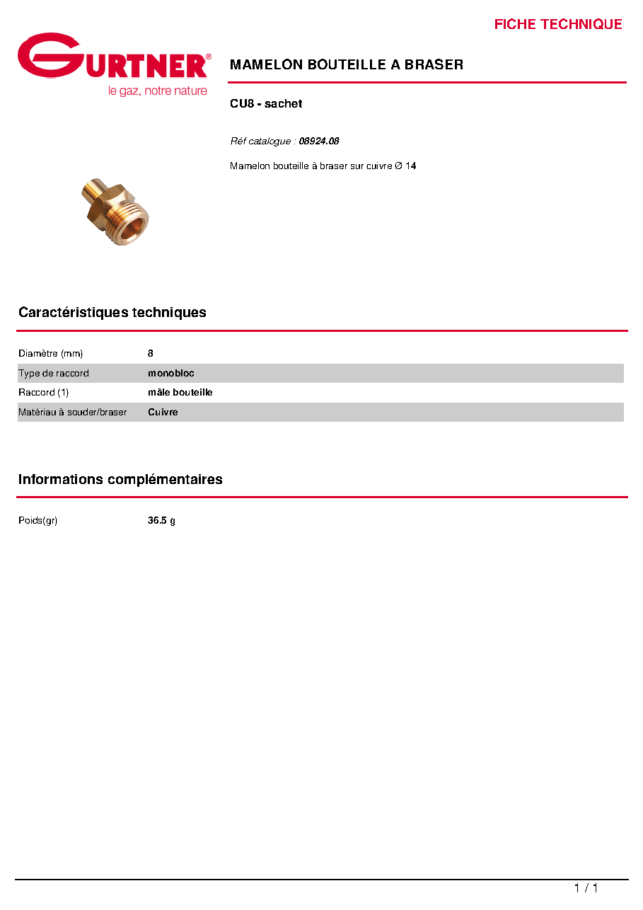 Fiche technique fournisseur