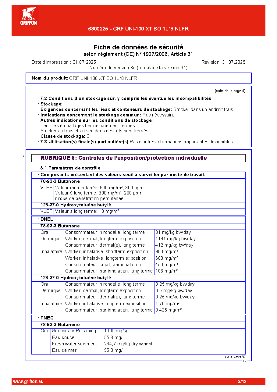 Fiche technique fournisseur
