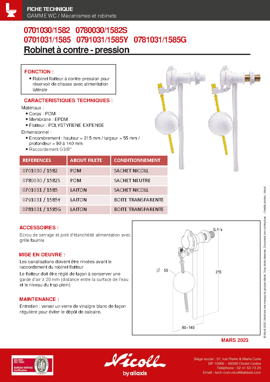 Fiche technique fournisseur