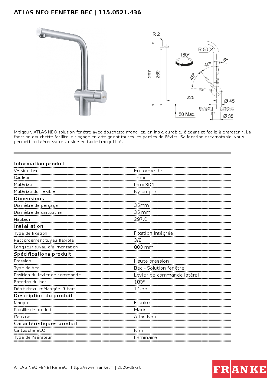 Fiche technique fournisseur