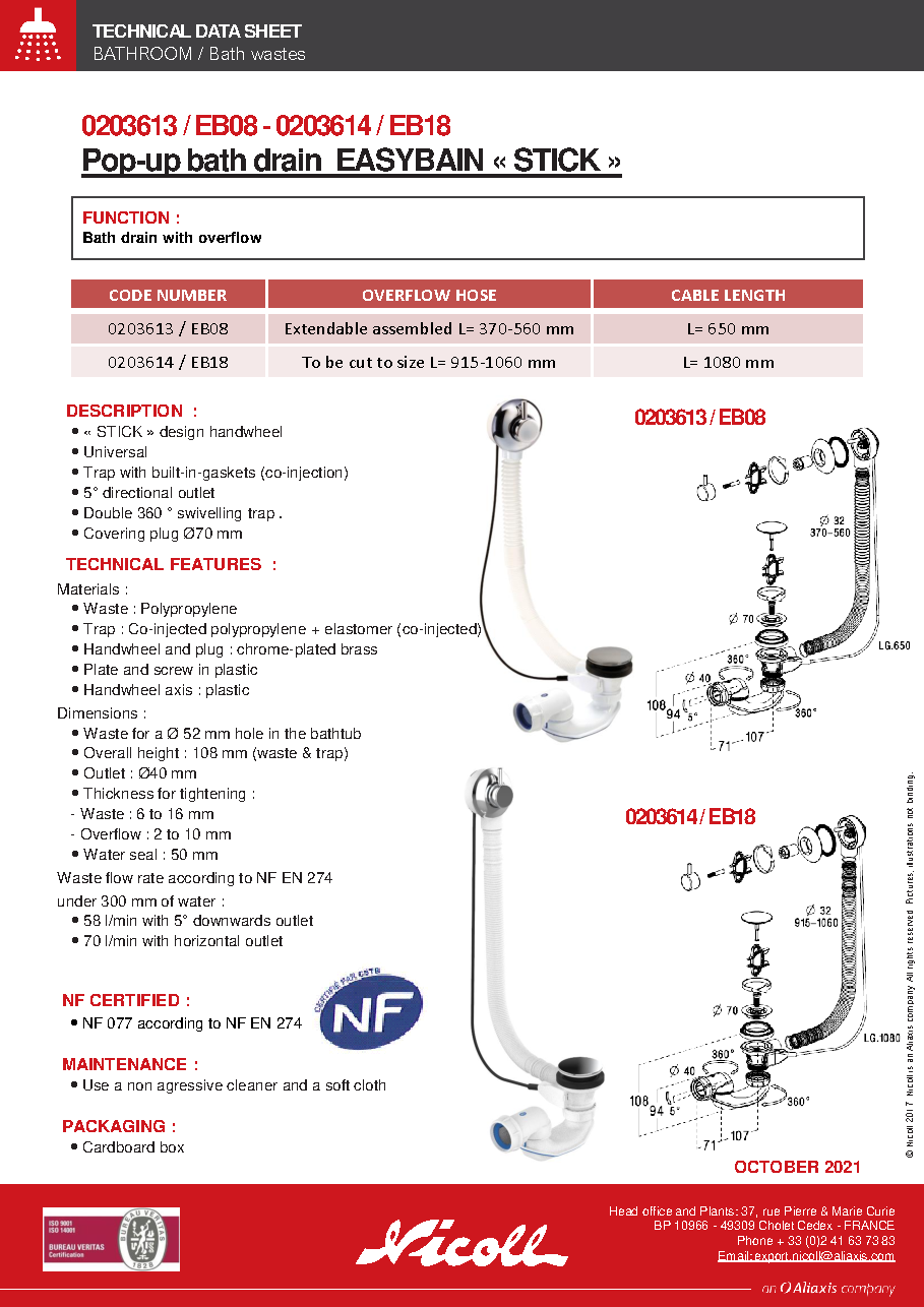 Fiche technique fournisseur